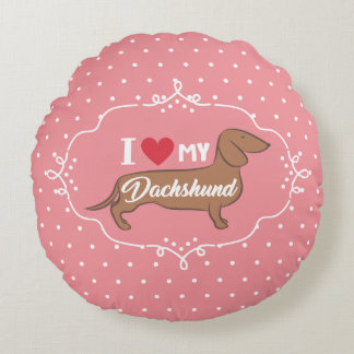 Ik hou van mijn Dachshund Cute Illustratie Rond Kussen