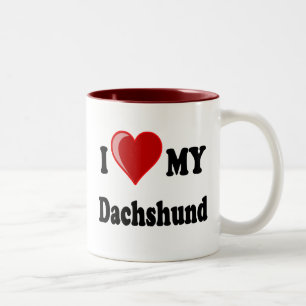 Ik hou van mijn Dachshund Dog Gifts & Apparel Tweekleurige Koffiemok
