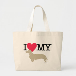 Ik hou van mijn Dachshund. Grote Tote Bag