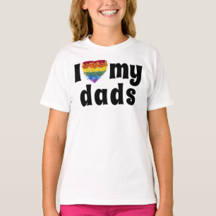 Ik hou van mijn dads-hartvorm Pride bloemen T-shirt