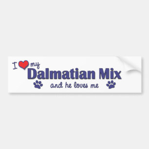 Ik hou van mijn Dalmatische Mix (Mannelijke hond) Bumpersticker