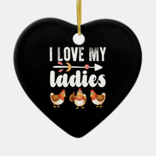 Ik hou van mijn dames grappige kippenliefhebber sh keramisch ornament