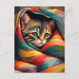 Ik hou van mijn deken! Rainbow Tabby Cat Briefkaart