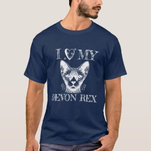 Ik hou van mijn Devon Rex, kat pootafdrukken wit T-shirt