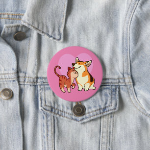 Ik hou van mijn dichter   Kat en Hondenliefhebber Ronde Button 7,6 Cm