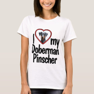 Ik hou van mijn Dobermann Pinscher Rode Hart Fotol T-shirt