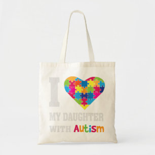 Ik hou van mijn dochter met autisme... roer mam pa tote bag