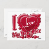 Ik hou van mijn dochter rood - hart briefkaart (Voorkant / Achterkant)