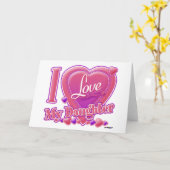 Ik hou van mijn dochter roze/paars - hart kaart (Gele Bloem)