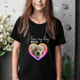Ik hou van mijn Dog Heart Photo Pet Name Black T-shirt