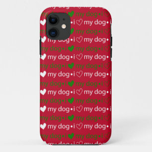 Ik hou van mijn Dog Red en Green iPhone case