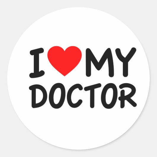 Ik hou van mijn dokter ronde sticker (Voorkant)