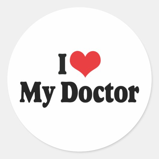 Ik hou van mijn dokter ronde sticker (Voorkant)