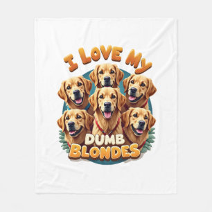 Ik hou van mijn domme blonde Golden Retrievers Vin Fleece Deken