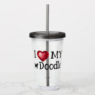 Ik hou van mijn doodle Acryl Tumbler 16 oz Acryl Drinkbeker