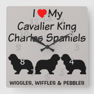 Ik hou van mijn drie Cavalier King Charles Spaniel Vierkante Klok