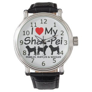 Ik hou van mijn drie Chinese shar pei honden horlo Horloge