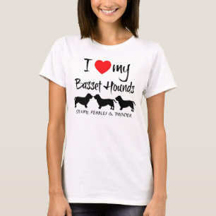 Ik hou van mijn drie honden Basset Hound T-shirt