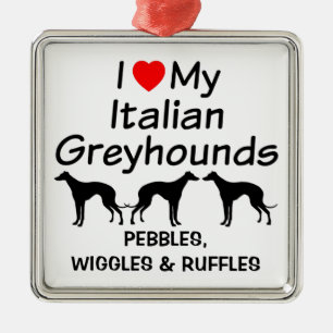 Ik hou van mijn drie Italiaanse windhonden Ornamen Metalen Ornament