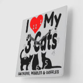 Ik hou van mijn drie katten vierkante klok (Hoek)