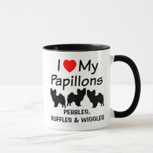 Ik hou van mijn drie papillonhonden Mok