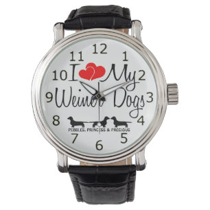 Ik hou van mijn drie weiner honden horloge