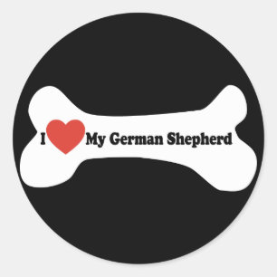 Ik hou van mijn Duitse herder - Dog Bone Ronde Sticker