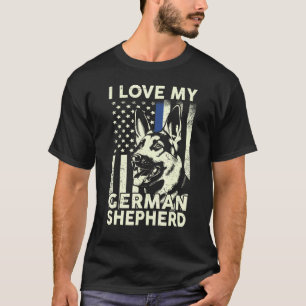 Ik hou van mijn Duitse herder Thin Blue Line K9 Sc T-shirt