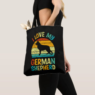 Ik hou van mijn Duitse Shepherd Dog Blue Brown Sun Draagtas