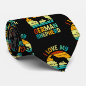 Ik hou van mijn Duitse Shepherd Dog Blue Brown Sun Stropdas (Opgerold)