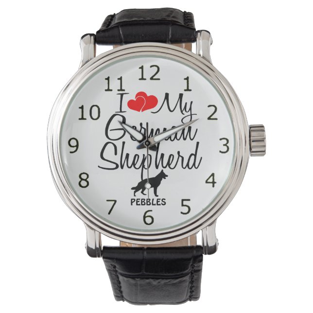 Ik hou van mijn Duitse Shepherd Dog Horloge (Voorkant)
