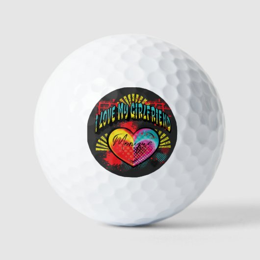 Ik hou van mijn eigen Vriendin Graffiti Golfballen (Voorkant)