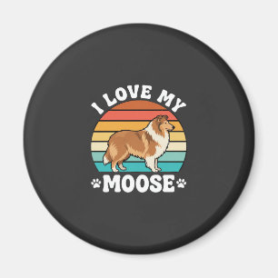 Ik hou van mijn eland retro collie hond magneet