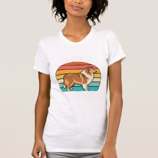 Ik hou van mijn eland retro collie hond t-shirt