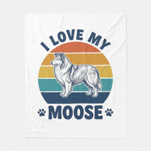 Ik hou van mijn elandhond Retro graveerontwerp_1 Fleece Deken
