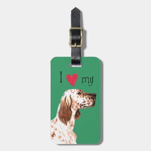 Ik hou van mijn Engelse Setter Bagagelabel (Voorkant verticaal)