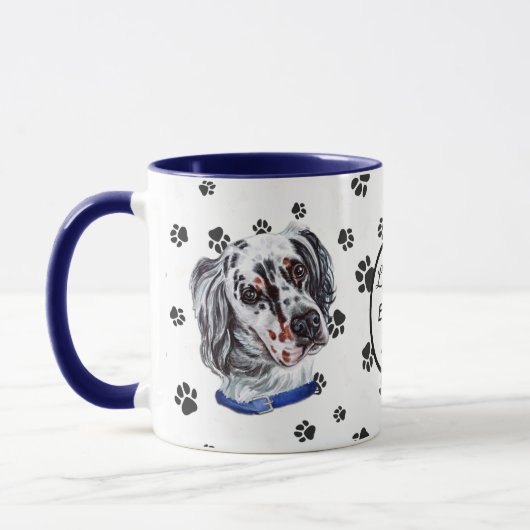 Ik hou van mijn Engelse Setter Dog Pawprint Mok (Links)