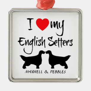 Ik hou van mijn Engelse Setter Dogs Metalen Ornament