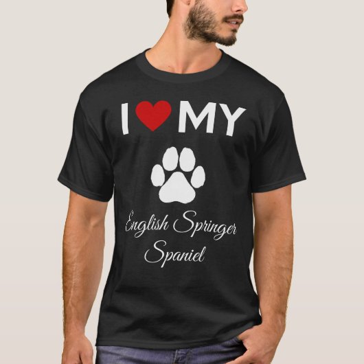 Ik hou van mijn Engelse Springer Spaniel hond aang T-shirt (Voorkant)