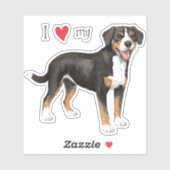 Ik hou van mijn Entlebucher Mountain Dog Vinyl Sti Sticker (Vel)