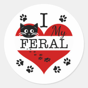 Ik hou van mijn favoriete kattehartschilderingen ronde sticker