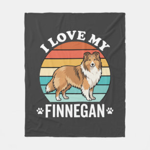 Ik hou van mijn Finnegan Sheltie Retro Zonsonderga Fleece Deken