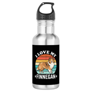 Ik hou van mijn Finnegan Sheltie Retro Zonsonderga Waterfles