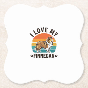 Ik hou van mijn Finnegan vintage hondennaam shirt  Kartonnen Onderzetters