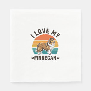 Ik hou van mijn Finnegan vintage hondennaam shirt  Servet