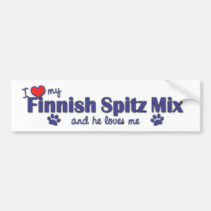 Ik hou van mijn Finse spitz Mix (mannelijk hond) Bumpersticker