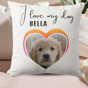 Ik hou van mijn foto van Dog Heart Kussen