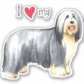 Ik hou van mijn gedekte Collie Vinyl Sticker (Voorkant)