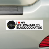 IK HOU VAN MIJN GEELSTAARTZWARTE COCKATO BUMPERSTICKER (Op auto)