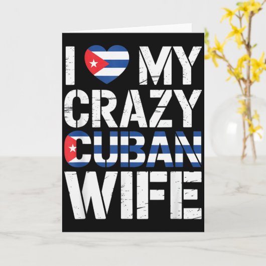 Ik hou van mijn gekke Cubaanse vrouw, grappige man Kaart (Gele Bloem)